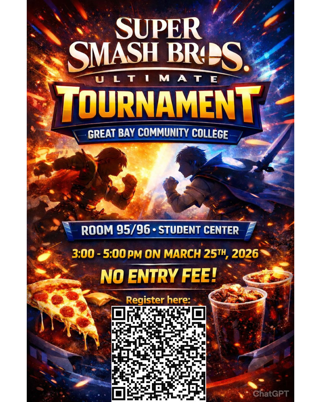 Poster for GBCCs Smash Bros Ultimate Tourney