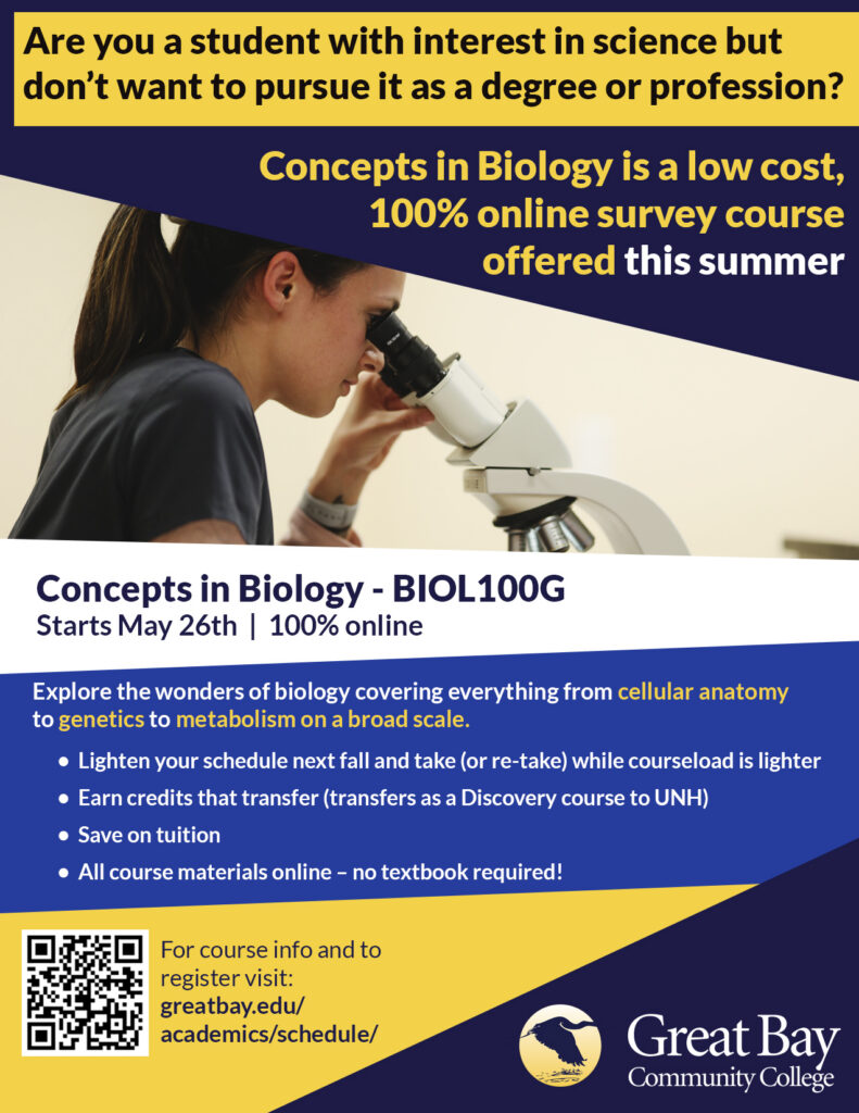 Concepts in Biology course starting May 26th 100% online