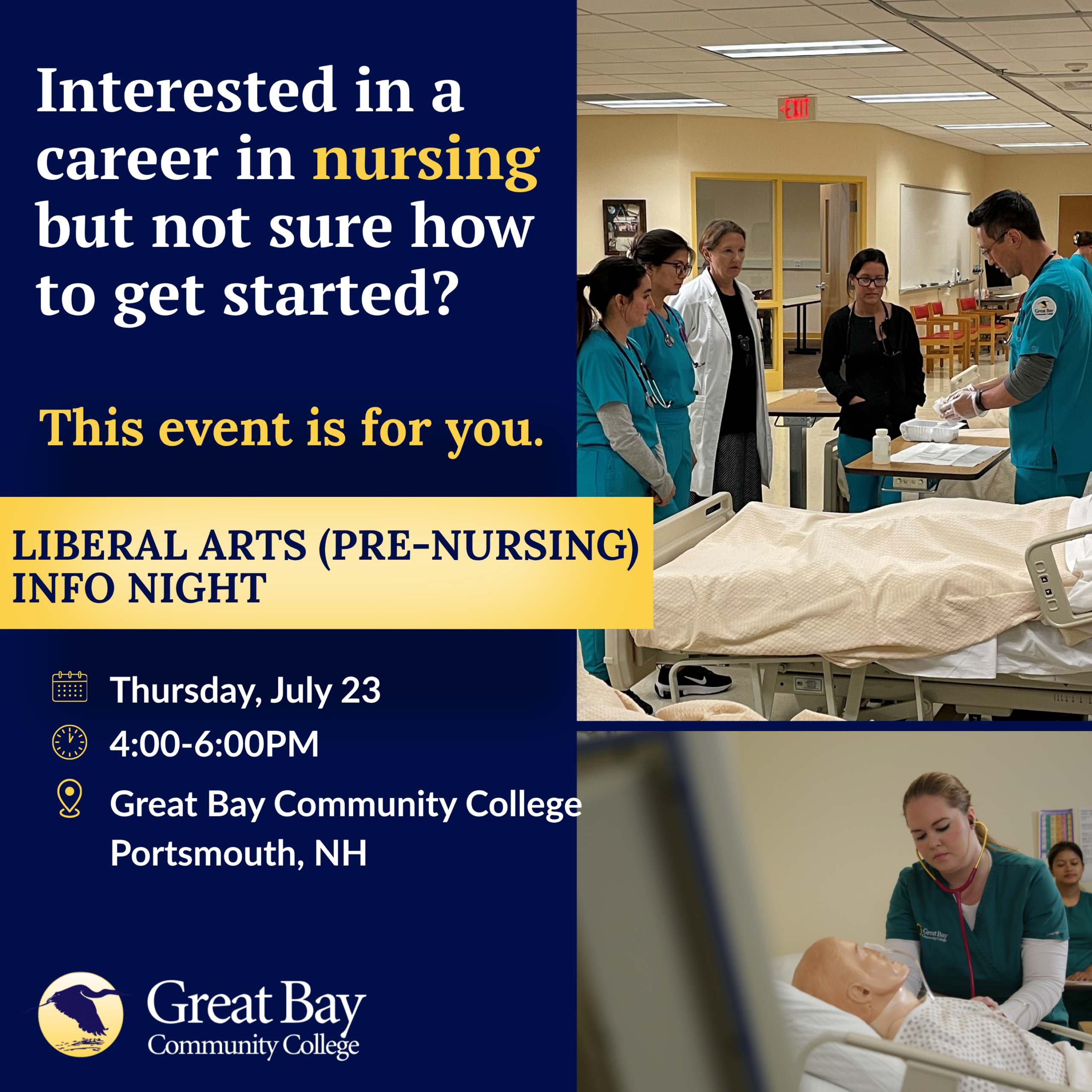 Liberal Arts (Pre-Nursing) Info Night July 23 2026 details